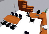 kancelária dvoch konateľov stoly Cross Ergo s rokovacím stolom, skrine, stoličky
